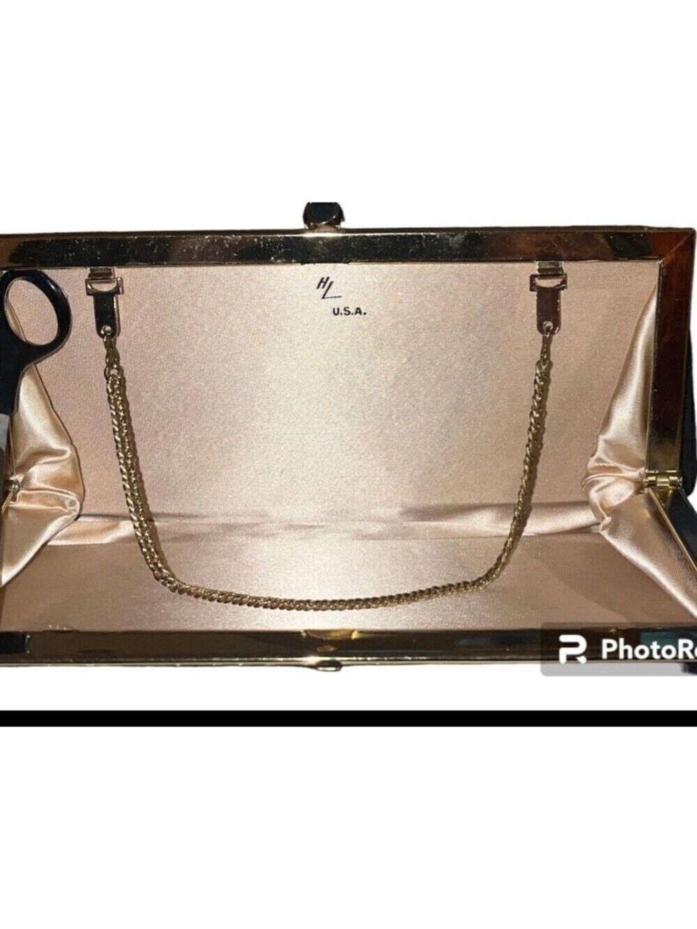 HL USA formal evening event black tie clutch hold chain black bow - Picture 4 of 15
